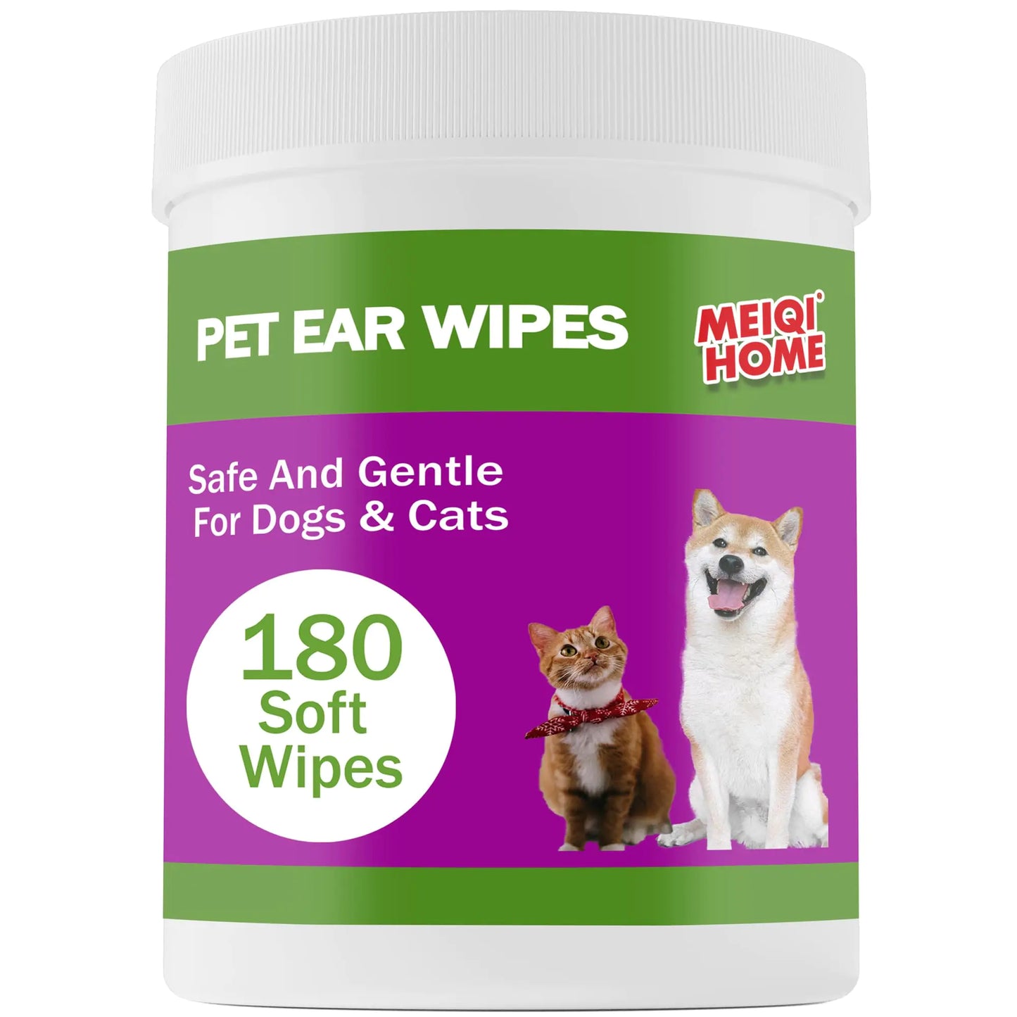 Dog Ear Cleaner Wipes for Dogs & Cats – 180 Count | Gentle Ear Wax & Debris Removal | Soothes Itching | All-Natural Ingredients