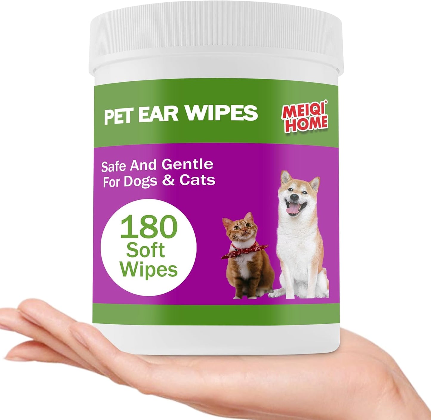 Dog Ear Cleaner Wipes for Dogs & Cats – 180 Count | Gentle Ear Wax & Debris Removal | Soothes Itching | All-Natural Ingredients