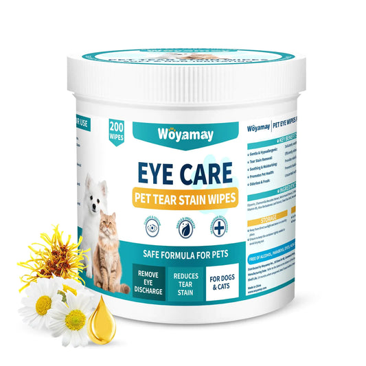 Eye Wipes for Dogs & Cats – 200 Count | Tear Stain Remover | Extra-Large Pre-Soaked Eye & Face Wipes