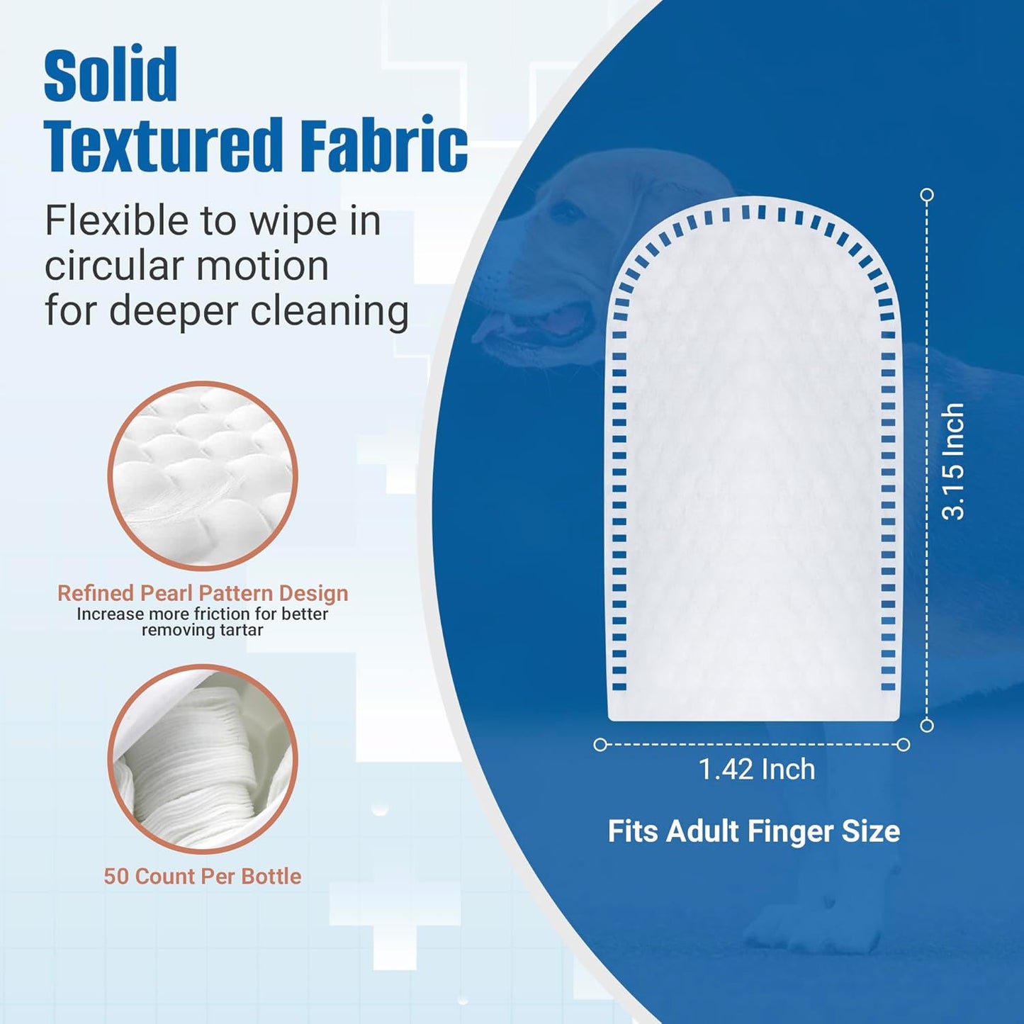 Spanielbuns™ Dental Wipes for Dogs & Cats – Teeth Cleaning Finger Wipes | Fresh Breath & Tartar Control | 50 Count