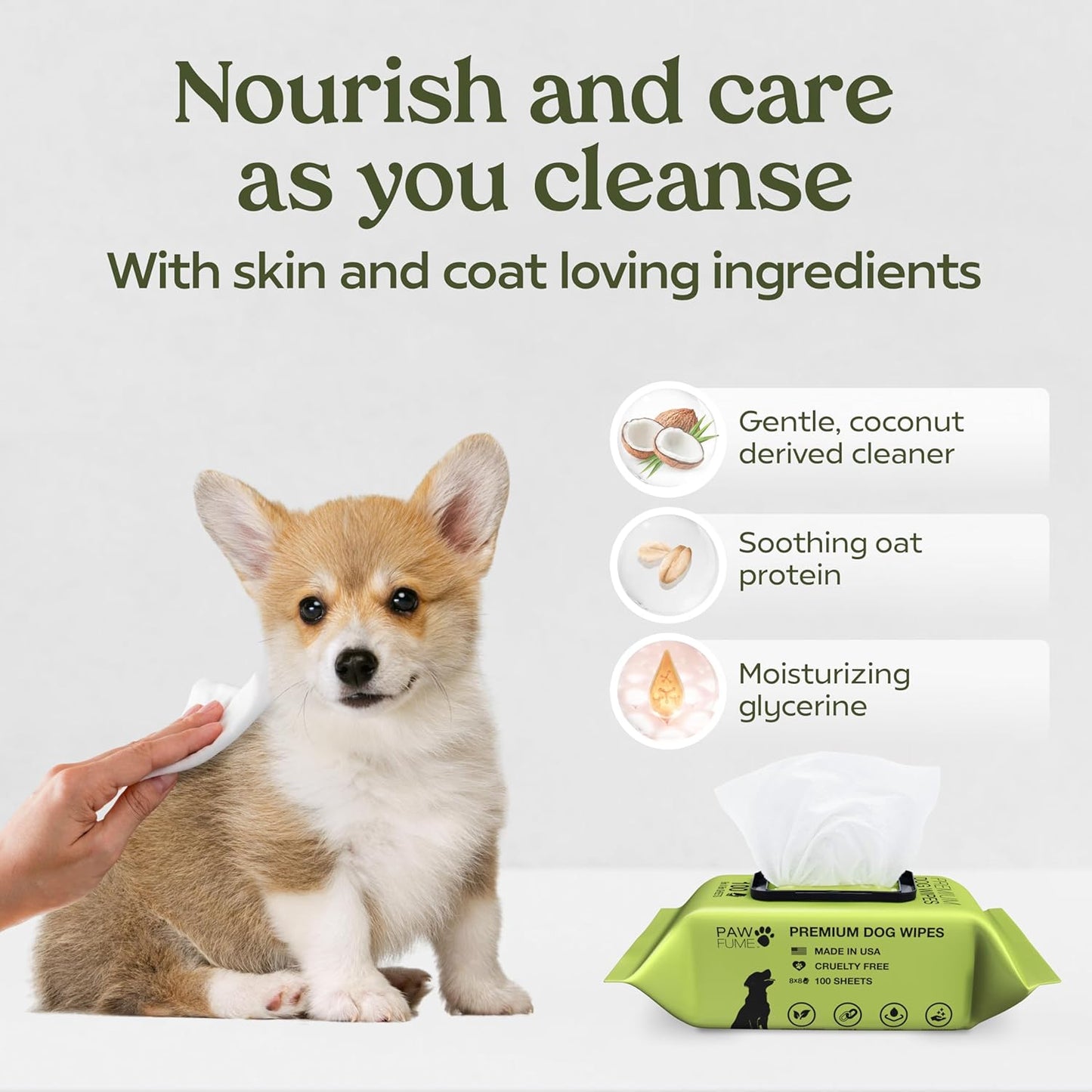 Dog Wipes for Dogs & Cats – 100 Count | Hypoallergenic Grooming Wipes for Eyes, Face, Paws & Butt