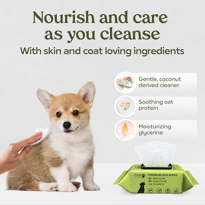 Dog Wipes for Dogs & Cats – 100 Count | Hypoallergenic Grooming Wipes for Eyes, Face, Paws & Butt