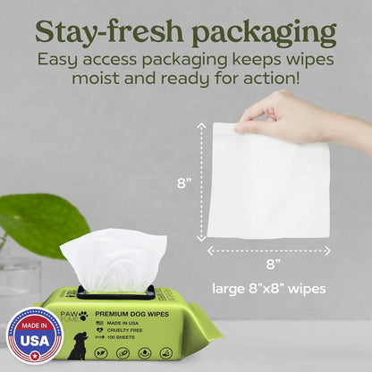 Dog Wipes for Dogs & Cats – 100 Count | Hypoallergenic Grooming Wipes for Eyes, Face, Paws & Butt